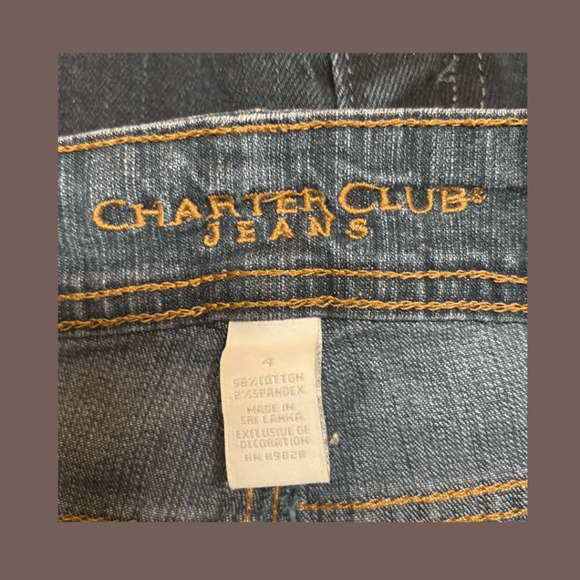 Charter Club Flare Jeans | Studded Blue Denim | Size 4 | Vintage - Picture 4 of 5